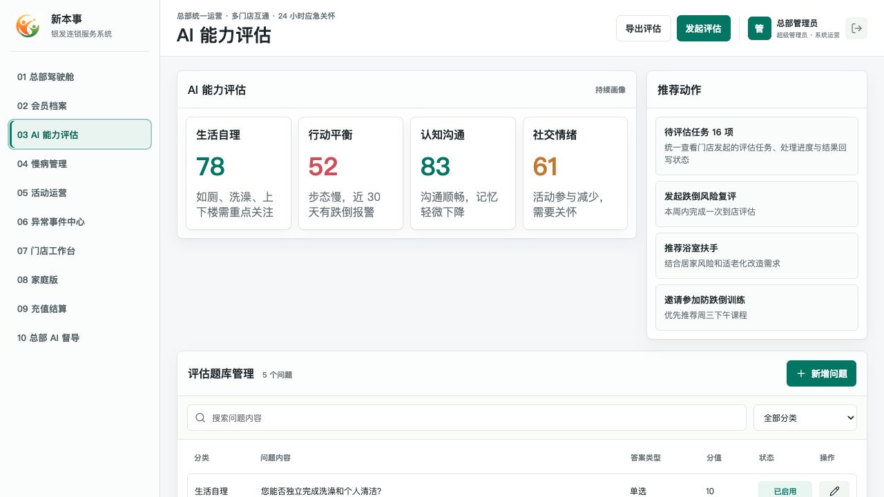 AI 能力评估系统页面预览