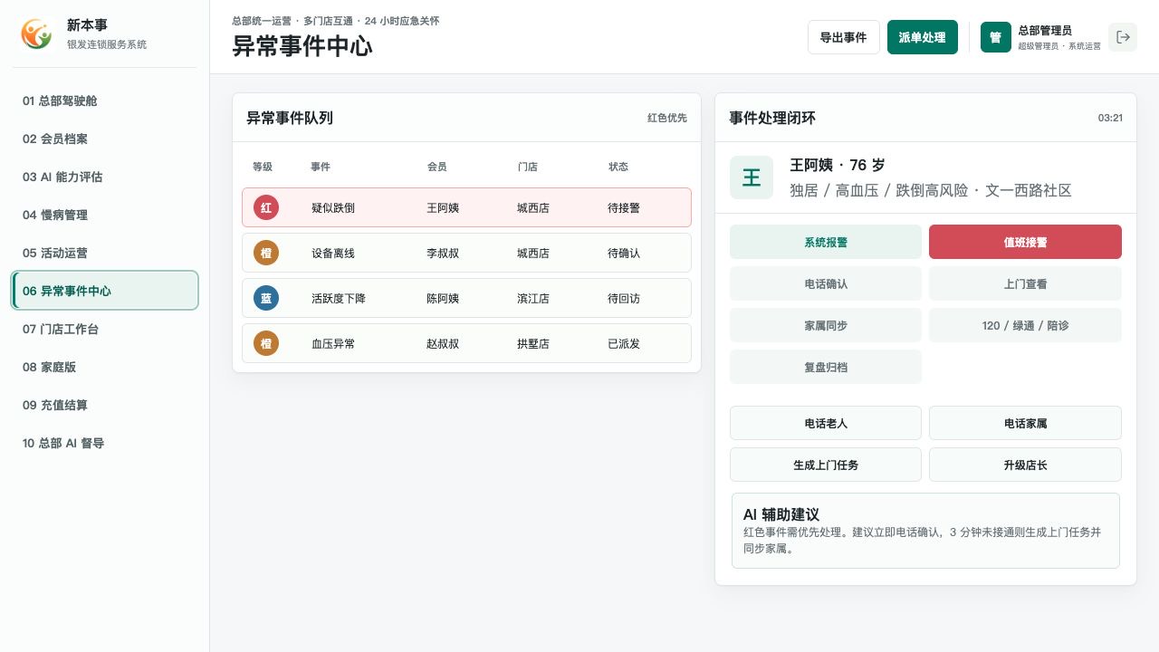 异常事件中心页面预览